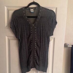 Missoni Gray Eyelet Knit Top